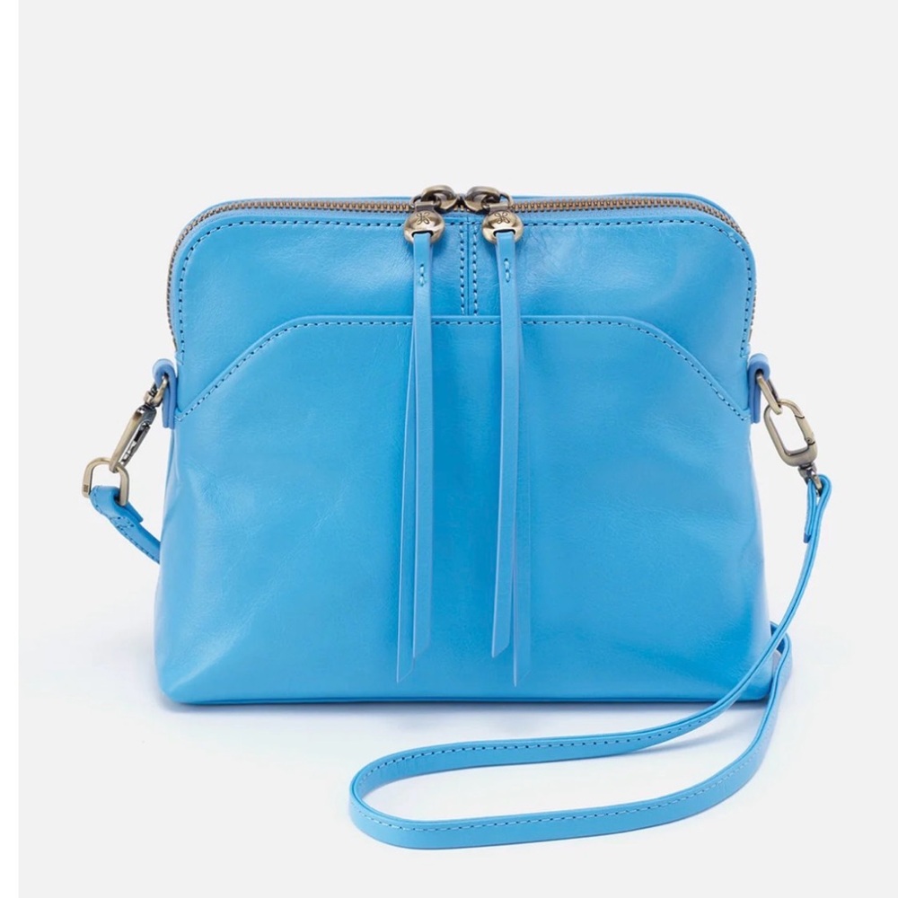 HOBO Reeva Crossbody Bag In Polished Leather Sky Blue VINTAGE STYLE